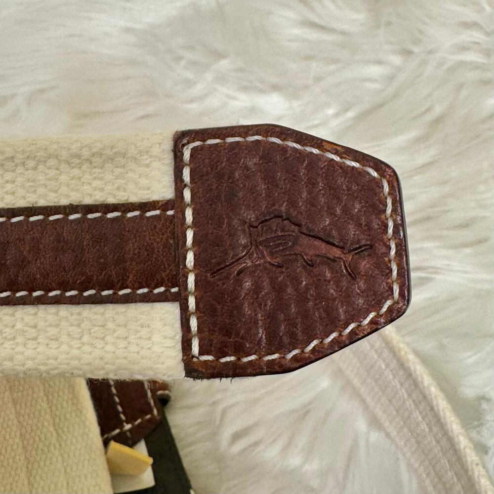 Tommy Bahama Casual Belt Cream Brown Leather Mens Sz 42 Resort Vacation Preppy - Picture 5 of 8